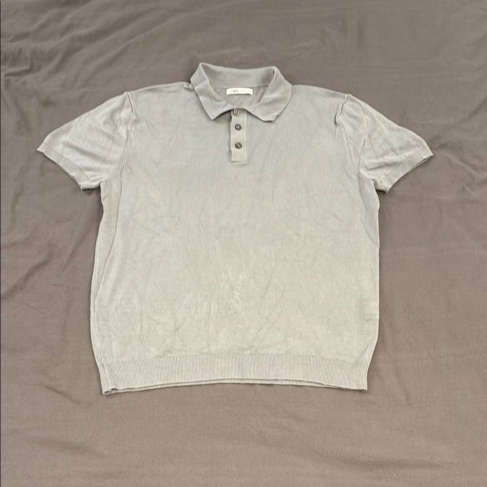 Zara Men’s Blue Knit Polo